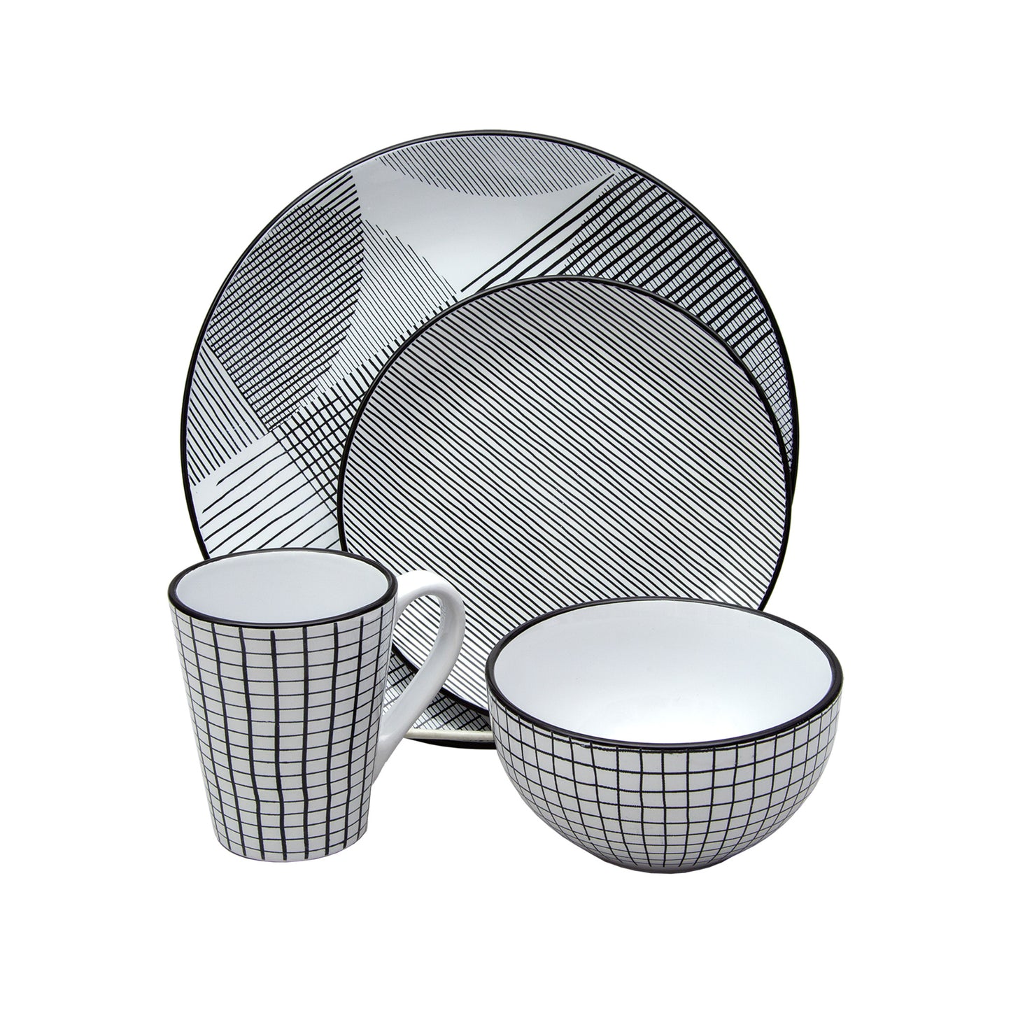 4pc Geo Pattern Salad Plate Set